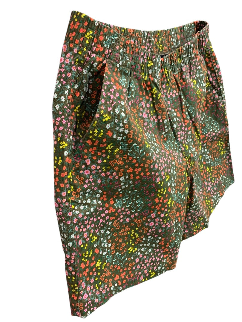 Size 10 Lands End Mid Rise Womens New Pull On Floral Shorts Pockets
