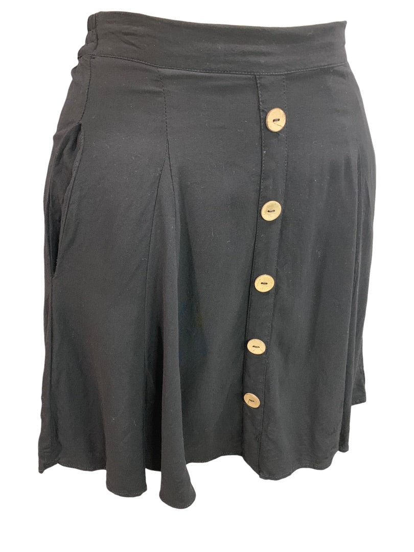 XS ModCloth Skirt Side Zip Black Pockets Lightweight Rayon
