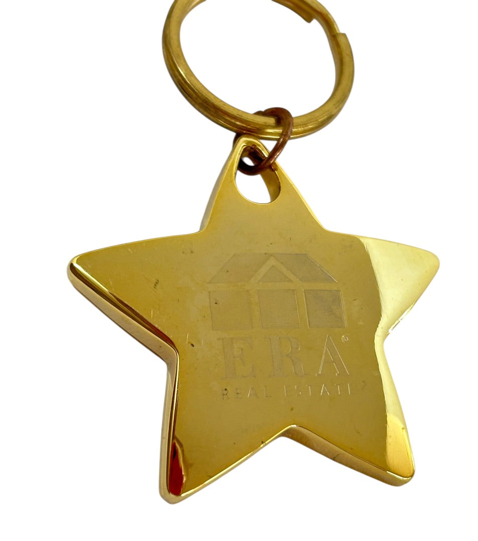 Goldtone Star Metal Keychain Keyring ERA Real Estate 3"