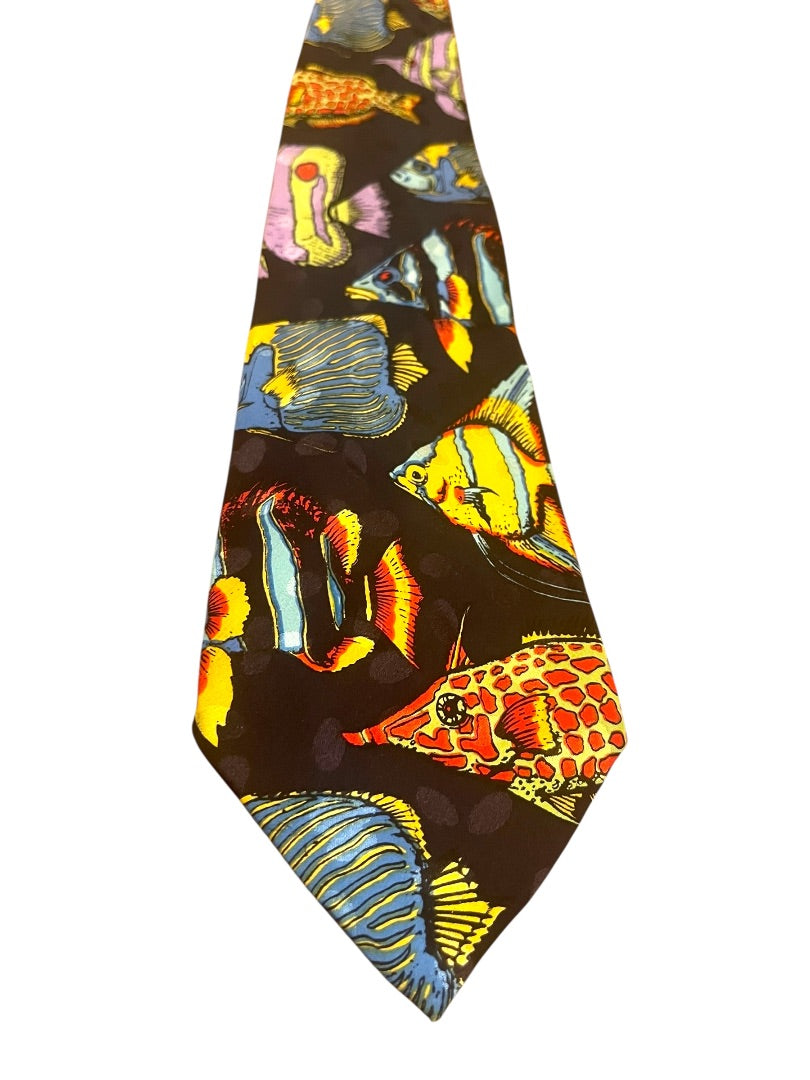 Vintage Addiction 100% Silk Tropical Fish Neck Tie 59"L x 4"W