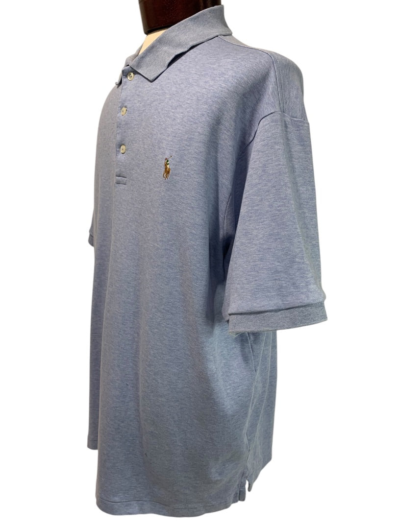 1XB Polo Ralph Lauren Big Mens Blue Heathered Golf Shirt Soft