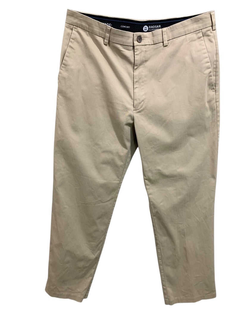 38 x 32 Haggar Mens Chino Pants Tan Comfort Waist Expandomatic