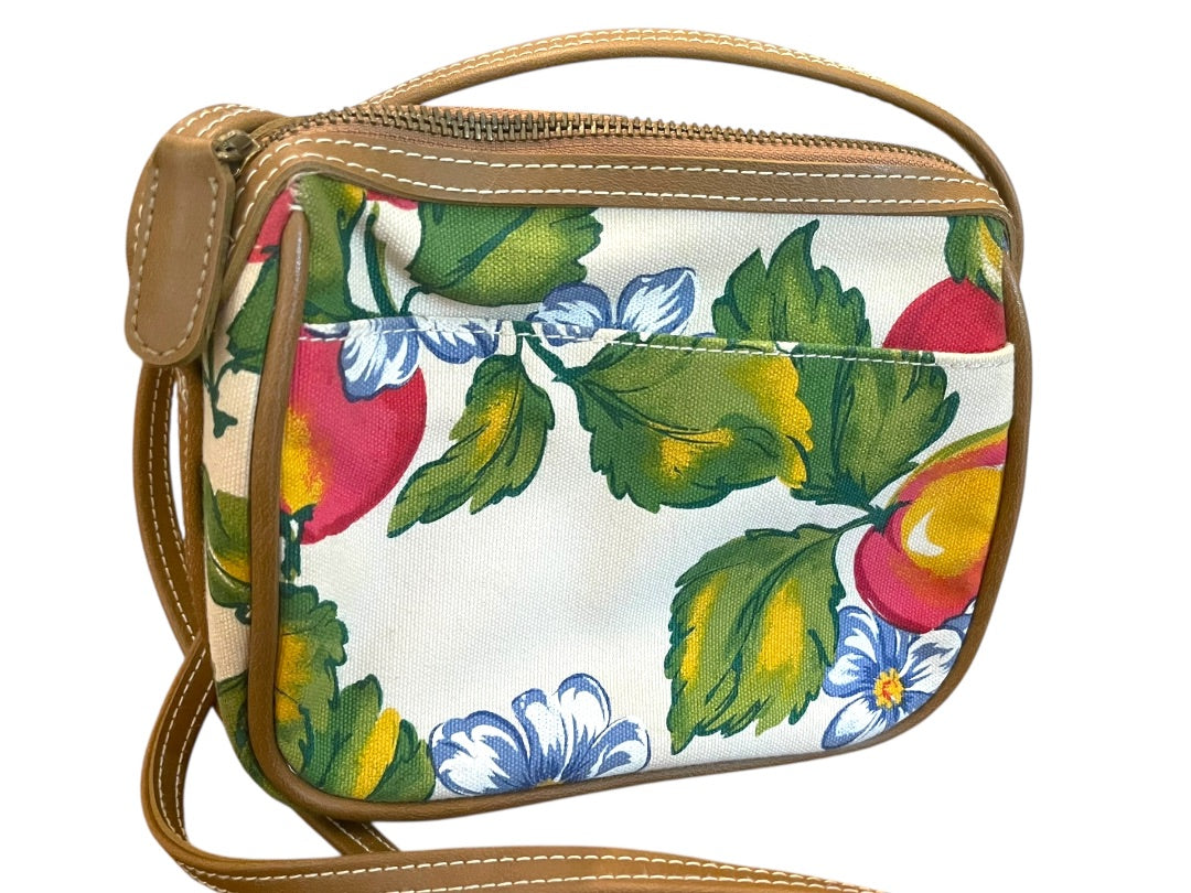 Liz Liz Claiborne Vintage Canvas Fruit & Flowers Zipper Closure Vintage Purse