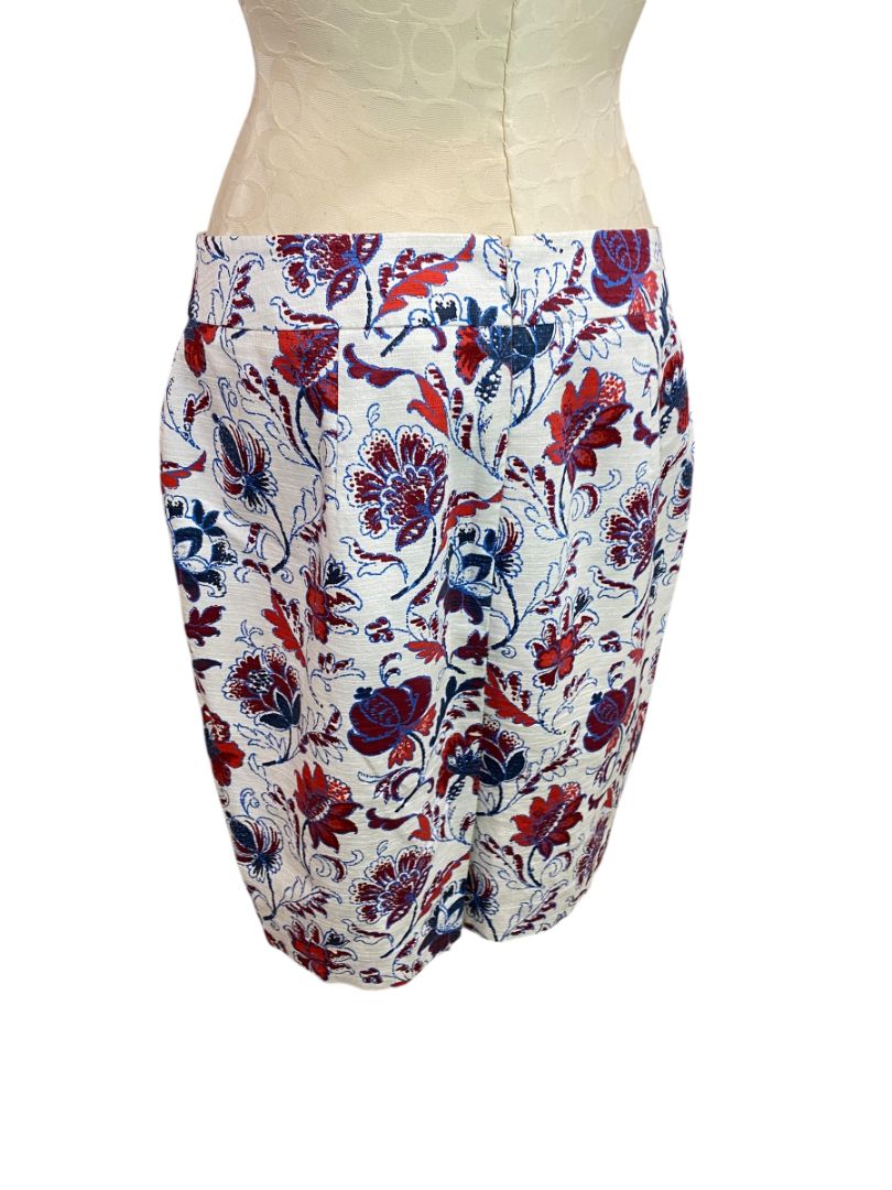 Size 10P Ann Taylor Petite Lined Cotton Skirt Back Zip Floral Print