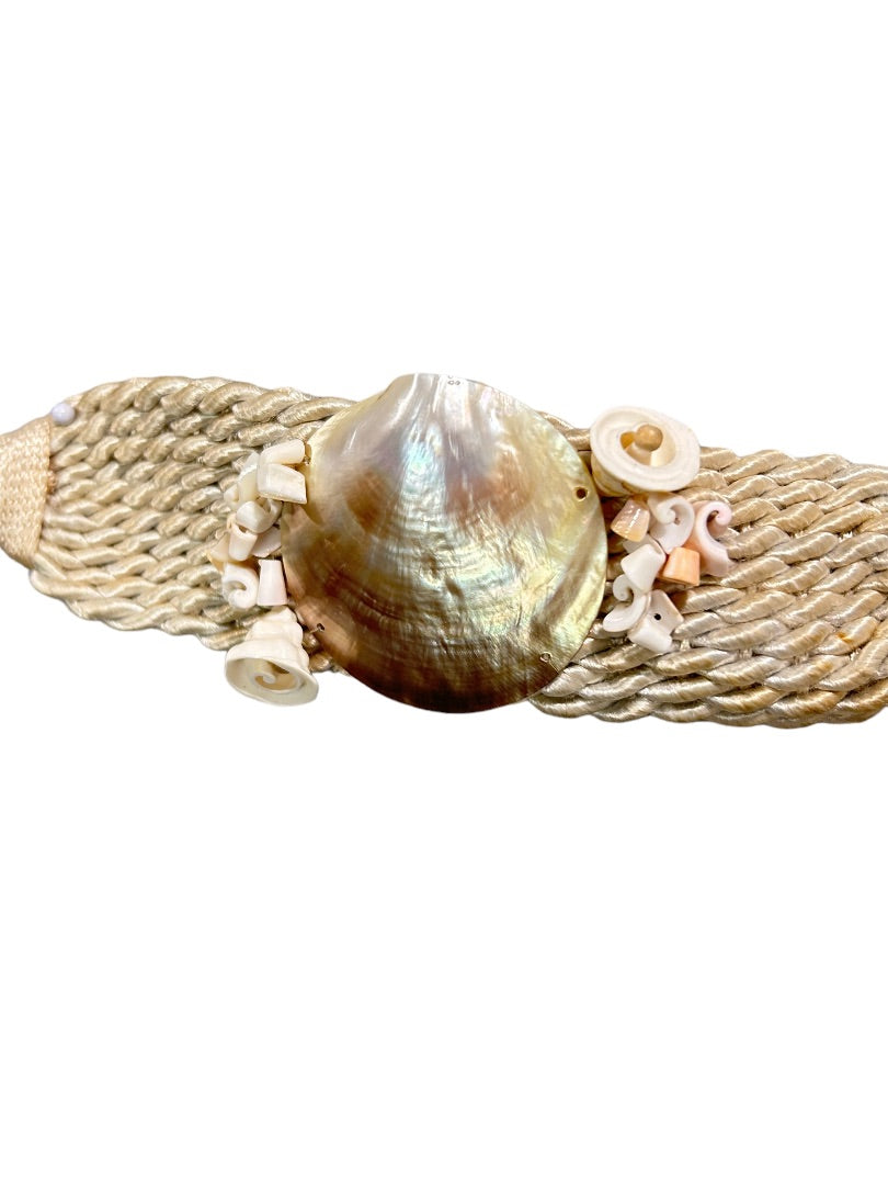 One Curtain Tieback Rope Beach Theme Boho Shell Off White 43" Loop Closure
