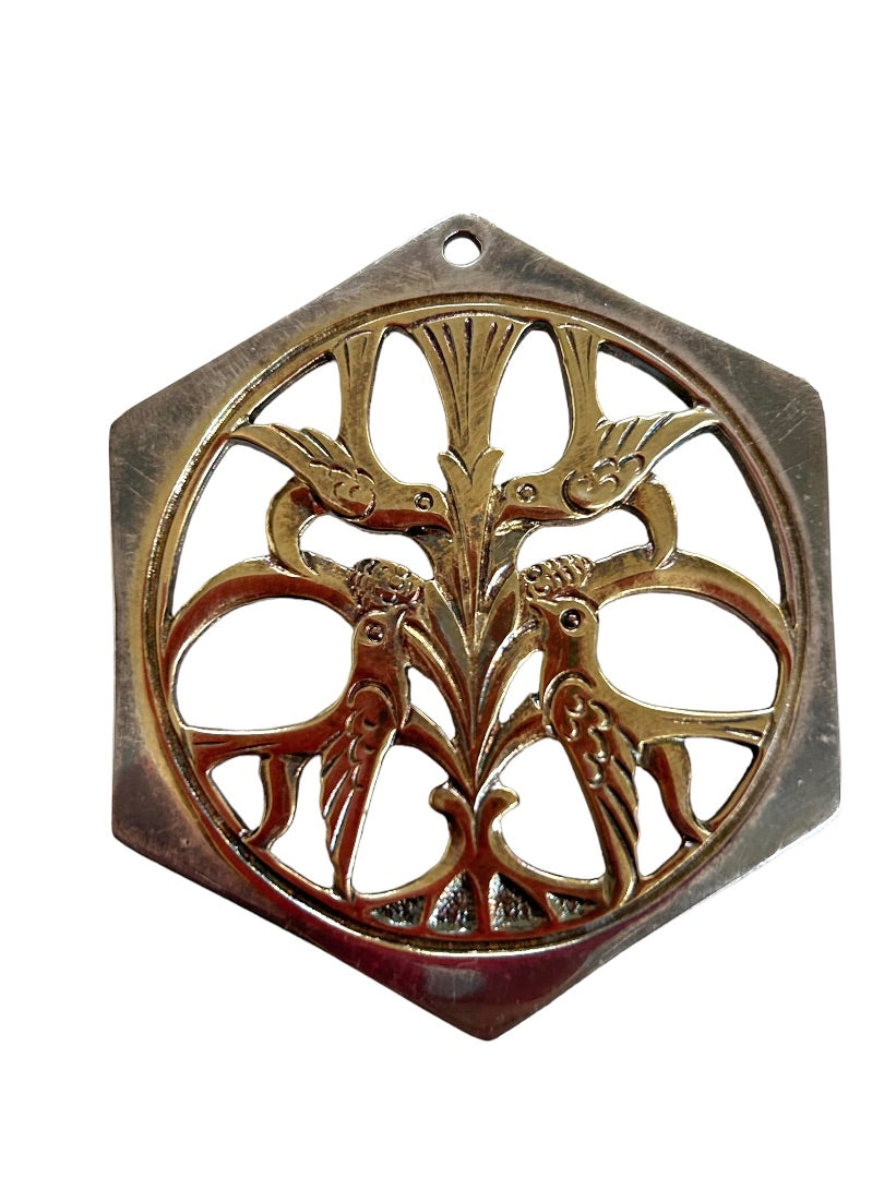 Vintage Reed & Barton 12 Days Of Christmas Ornament Silver Gold #4 Colly Birds 2.25"