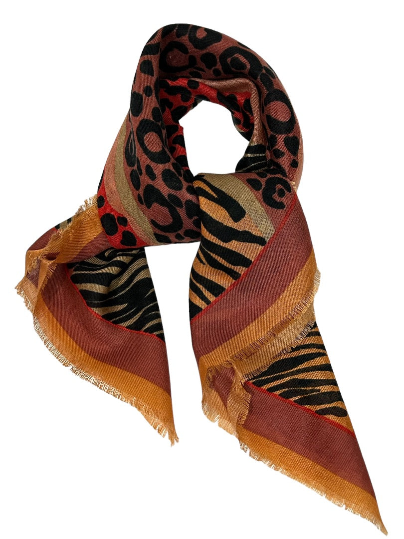 Women's Animal Print Acrylic Scarf 28" Square Made in Japan
