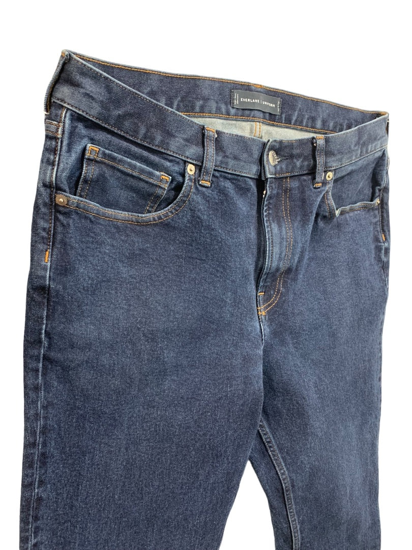 35 x 34 Everlane Uniform Mens Jeans The Slim Jean Dark Wash Blue Denim