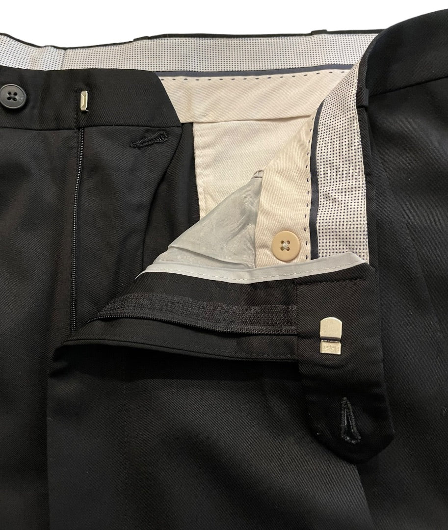 Size 40R JB Britches Nordsrom Mens Black Cuffed Pleated Winston Dress Pants Worsted Wool