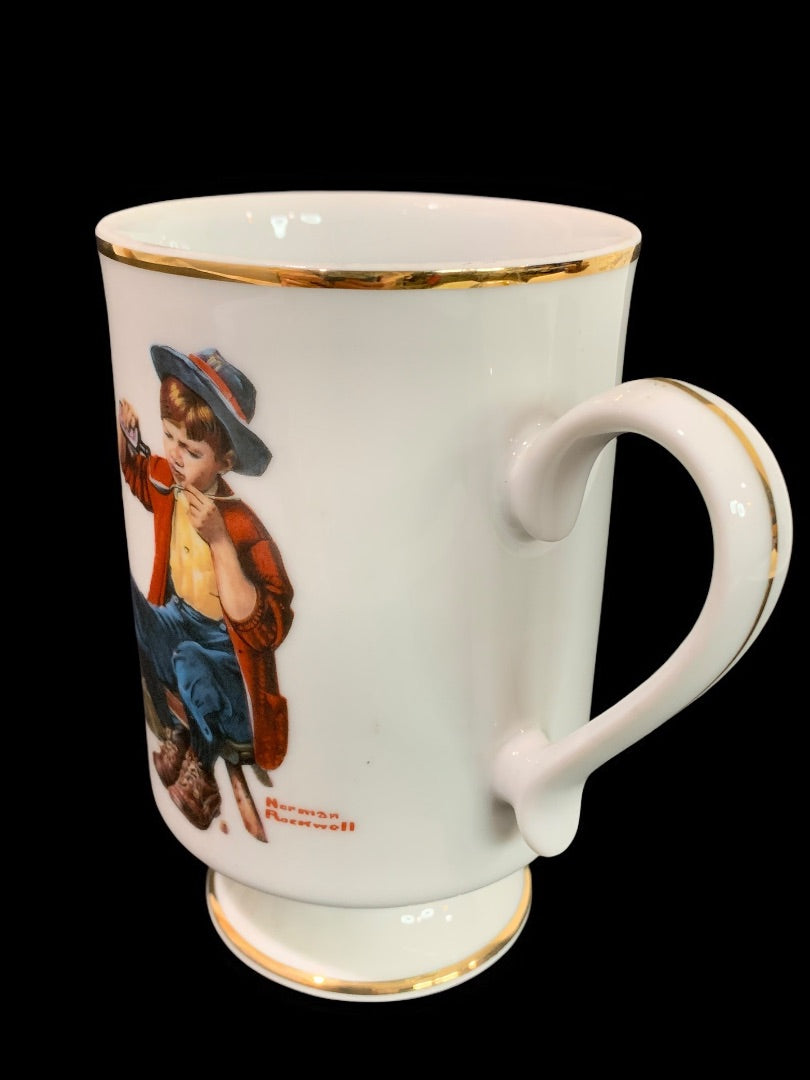 1981 Norman Rockwell Porcelain Pedestal Mug "Friend in Need" The Danbury Mint