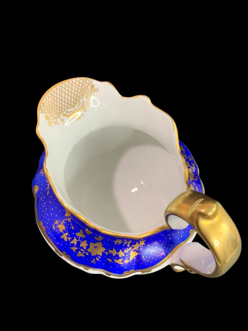 1980s Frankin Mint Fine Porcelain Creamer Collection Blue Gold 4 Inch