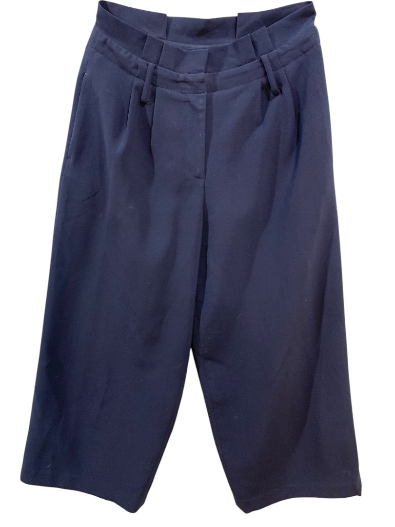 Size 6P Boden Petite Womens Navy Blue Wide Leg Crop Pants