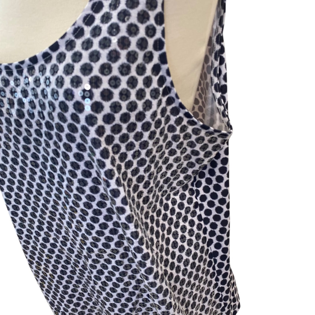XL Zenergy by Chicos Womens Polka Dot Sequin Front Tank Top Sleeveless Shirt