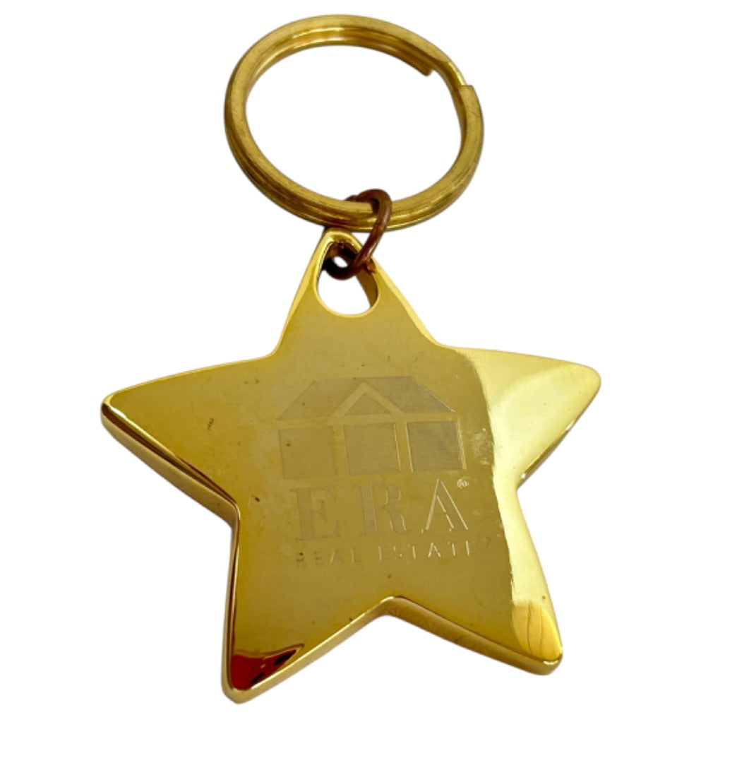 Goldtone Star Metal Keychain Keyring ERA Real Estate 3"