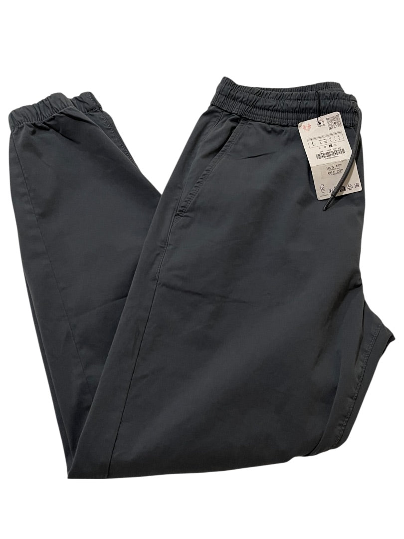Large Zara Elastic Drawstring Mens Pants Pull On Joggers New