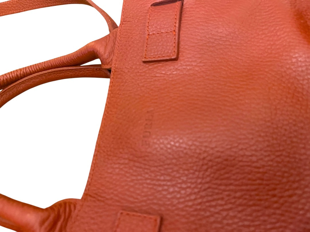 Furla Rust Pebbled Leather Handbag Satchel Shoulder Strap Italy