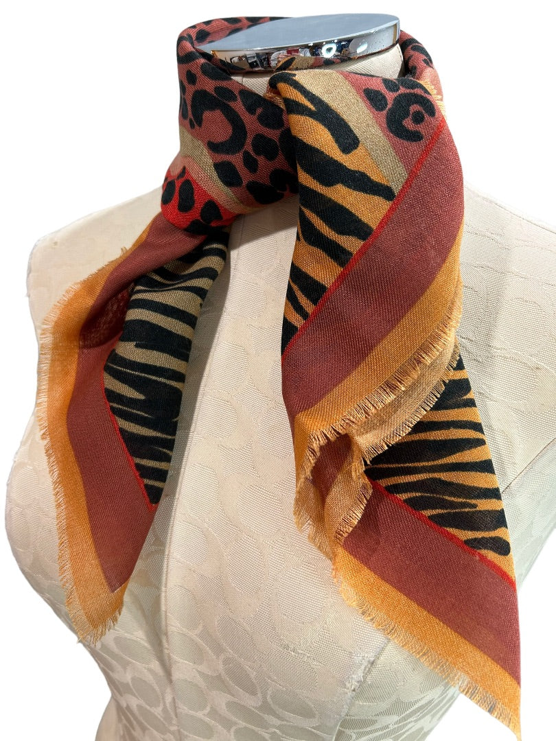 Women's Animal Print Acrylic Scarf 28" Square Made in Japan