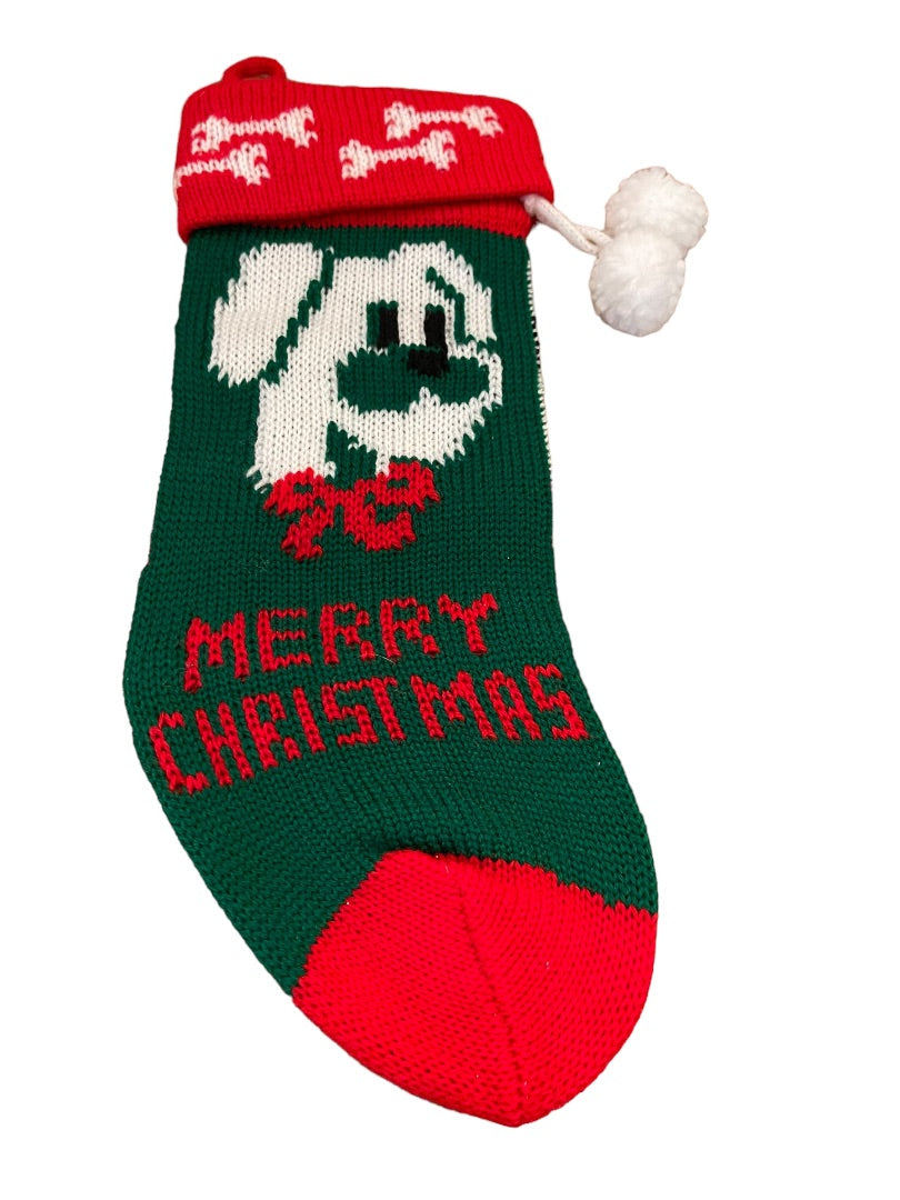 Merry Christmas Red Green White Dog Stocking 11.5" x 4" Holiday Decor