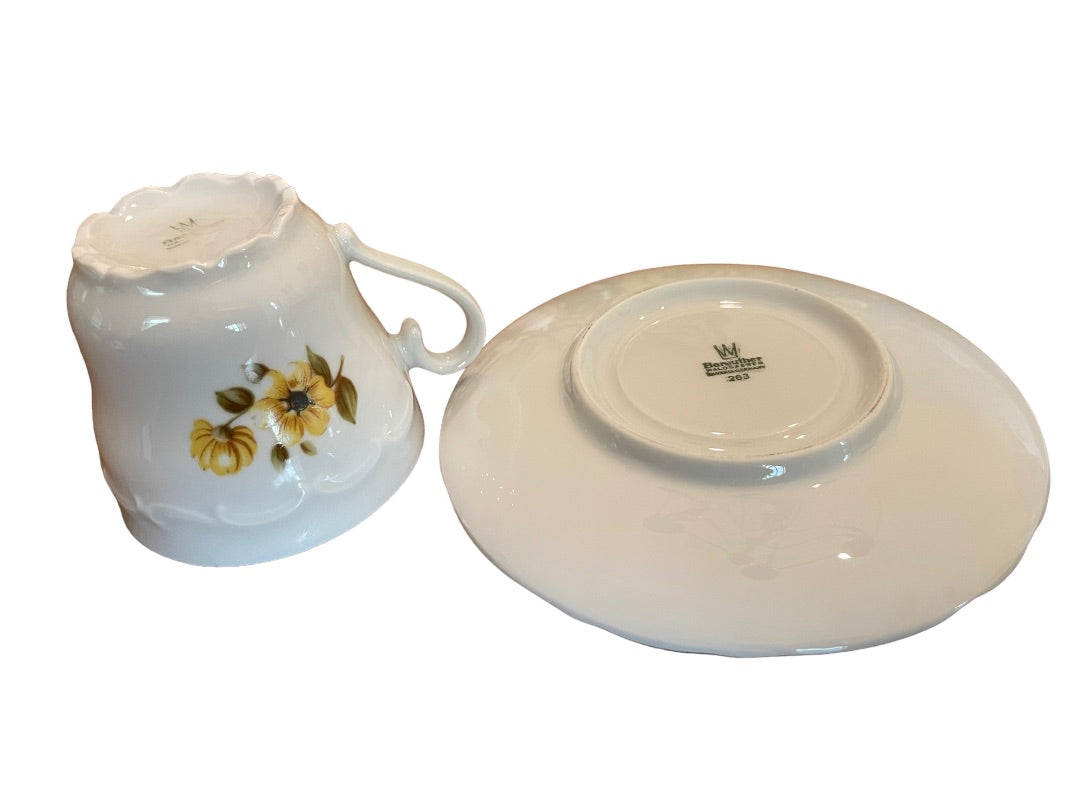 Vintage Floral Bareuther Waldsassen Teacup Saucer Bavaria Germany 263