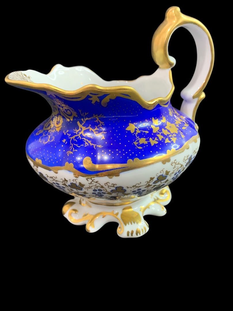 1980s Frankin Mint Fine Porcelain Creamer Collection Blue Gold 4 Inch