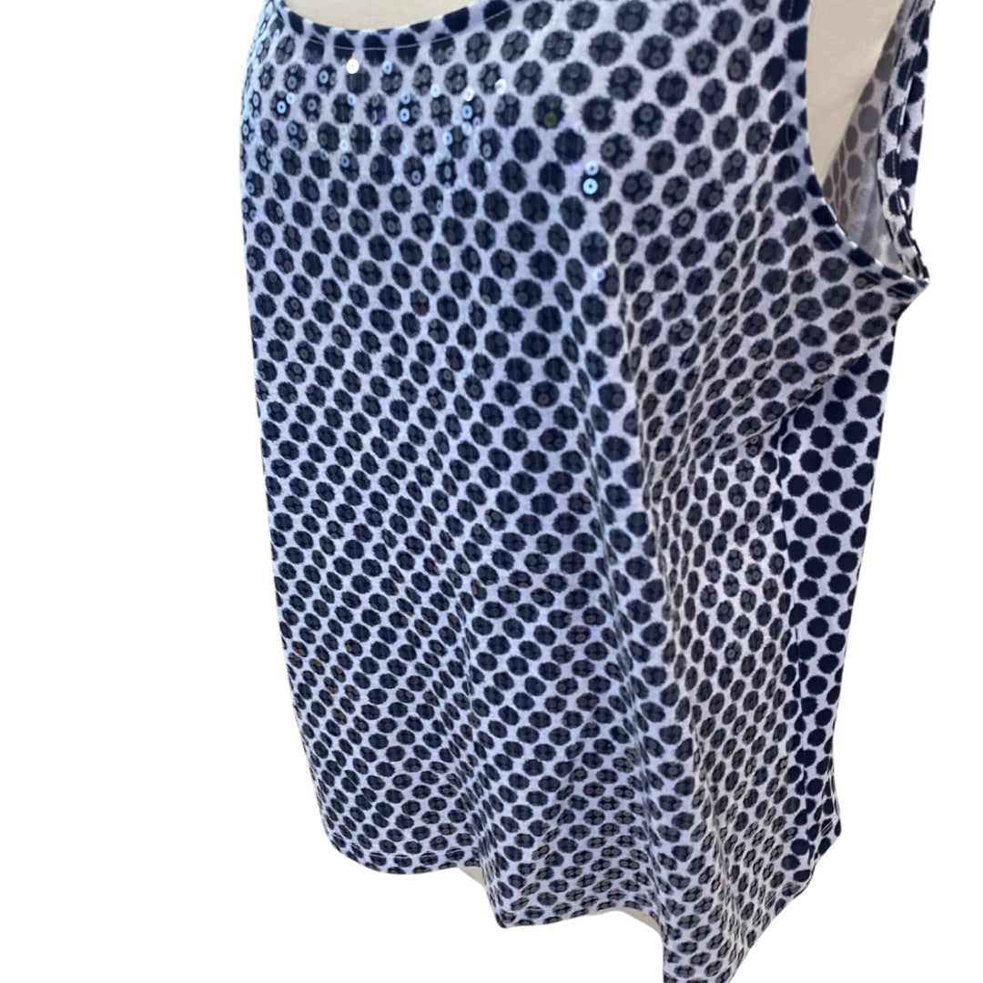 XL Zenergy by Chicos Womens Polka Dot Sequin Front Tank Top Sleeveless Shirt