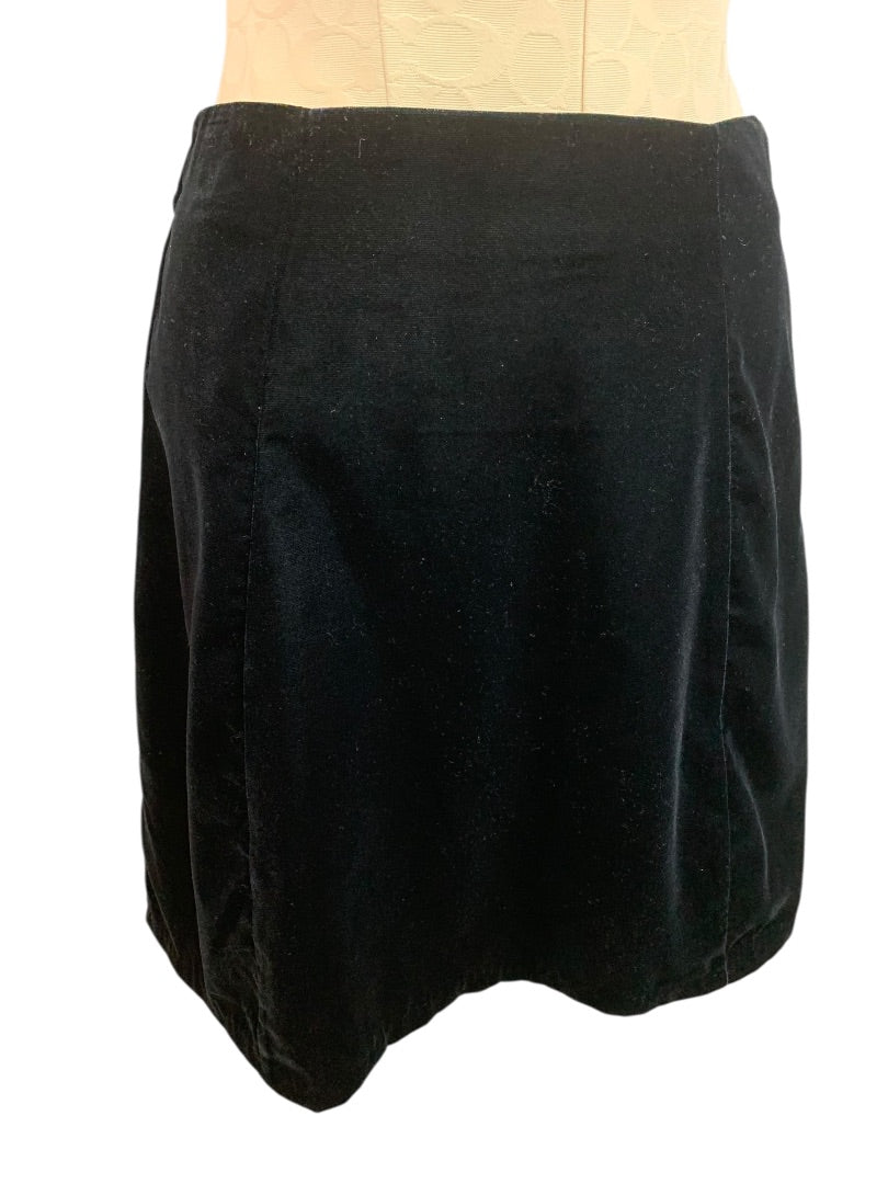 Size 2P Loft Petites Black Velvet Side Zip Skirt Lined