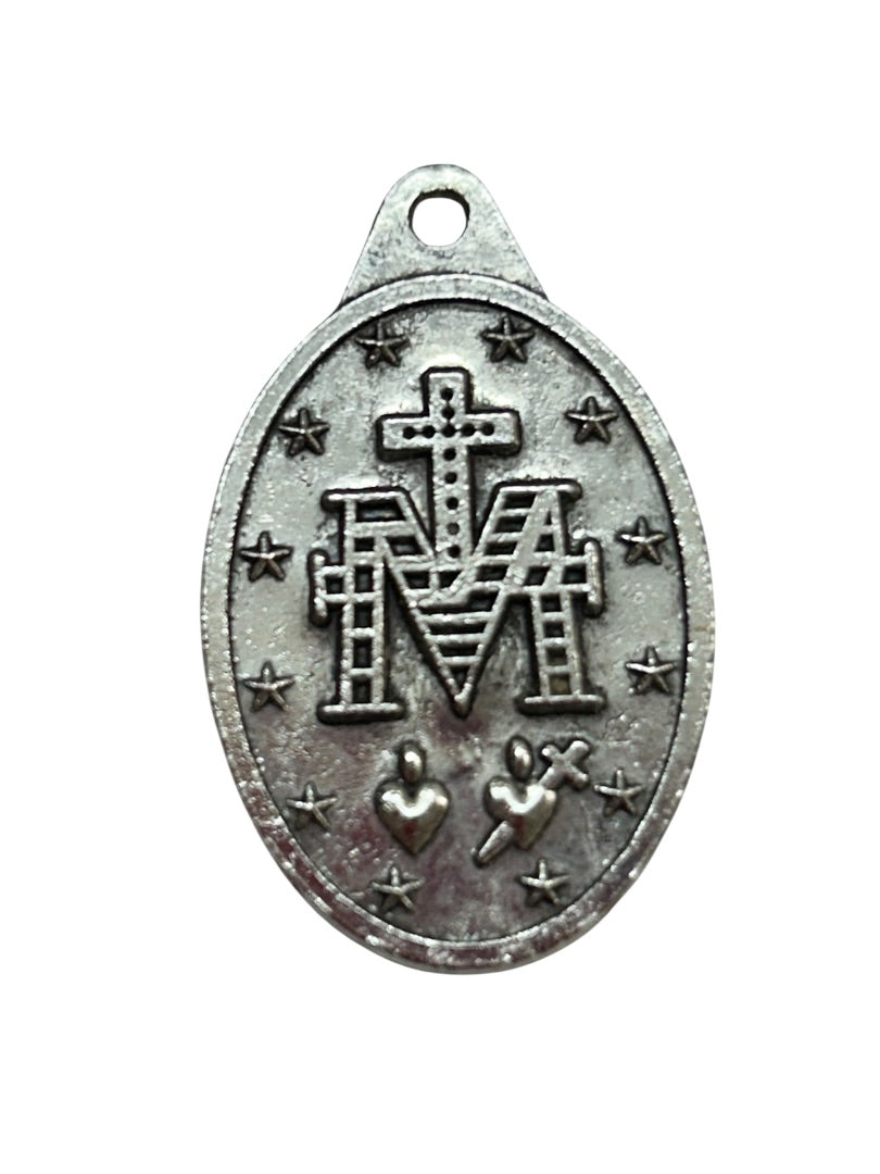 Blessed Mother Pray for Us Religious Medal Charm 1.2" Oval