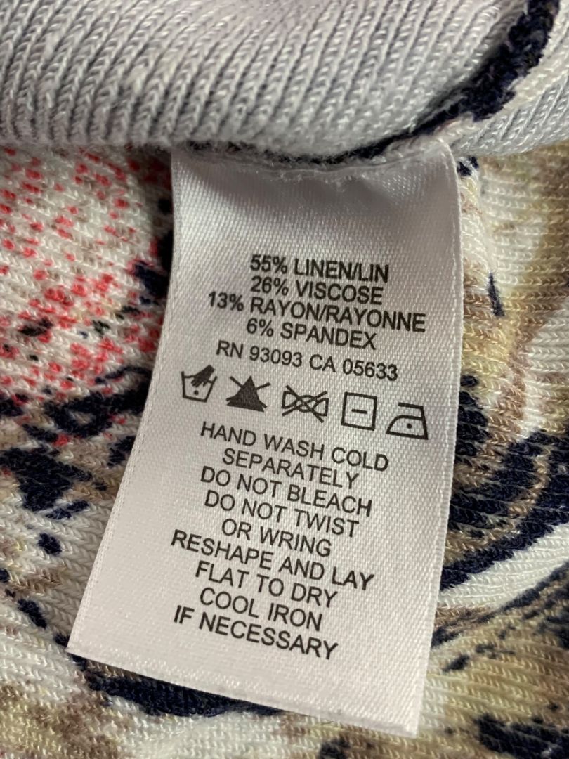 Medium Nic+Zoe Womens Abstract Print Linen Blend Cardigan