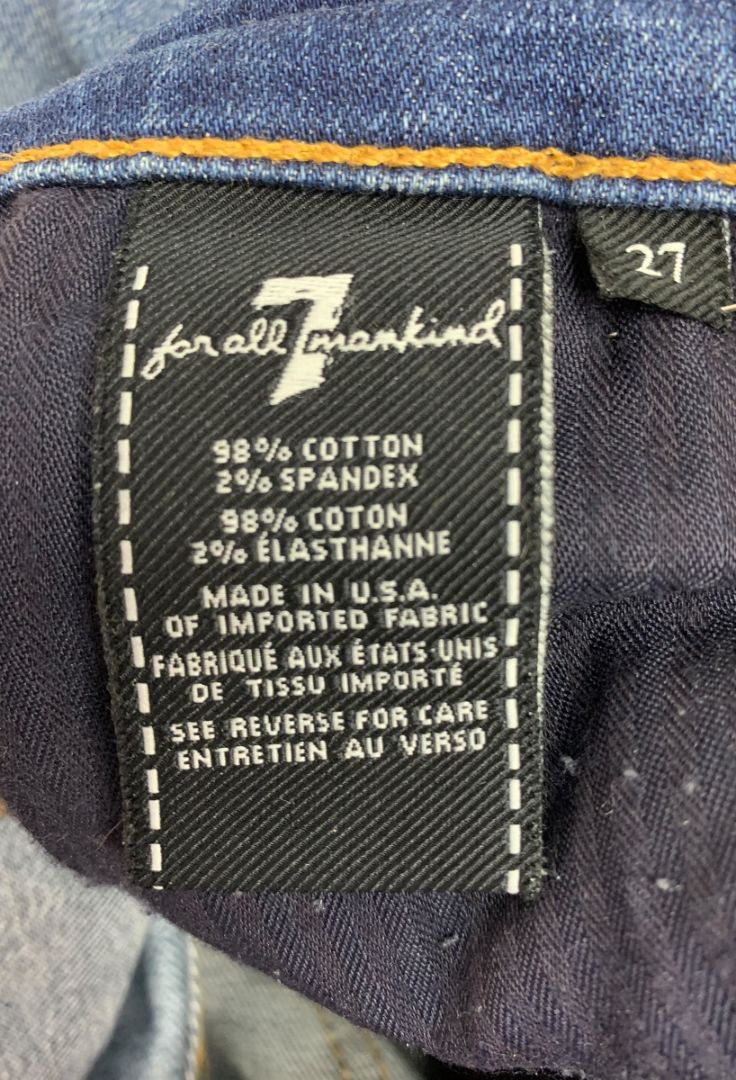 Size 25 7 for All Mankind Blue Distressed The Ankle Skinny Womens Jeans