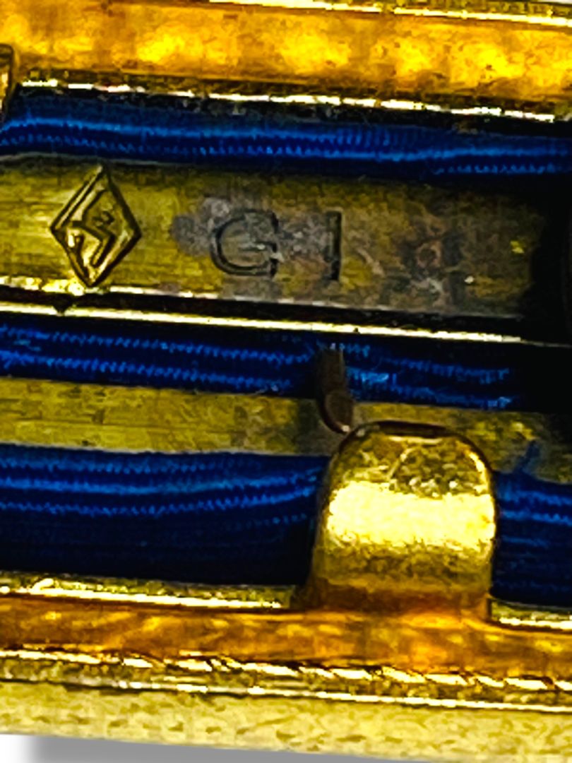 Vintage US Military Presidential Unit Citation Ribbon Bar Pin 2 Awards 1.5" Gold Frame