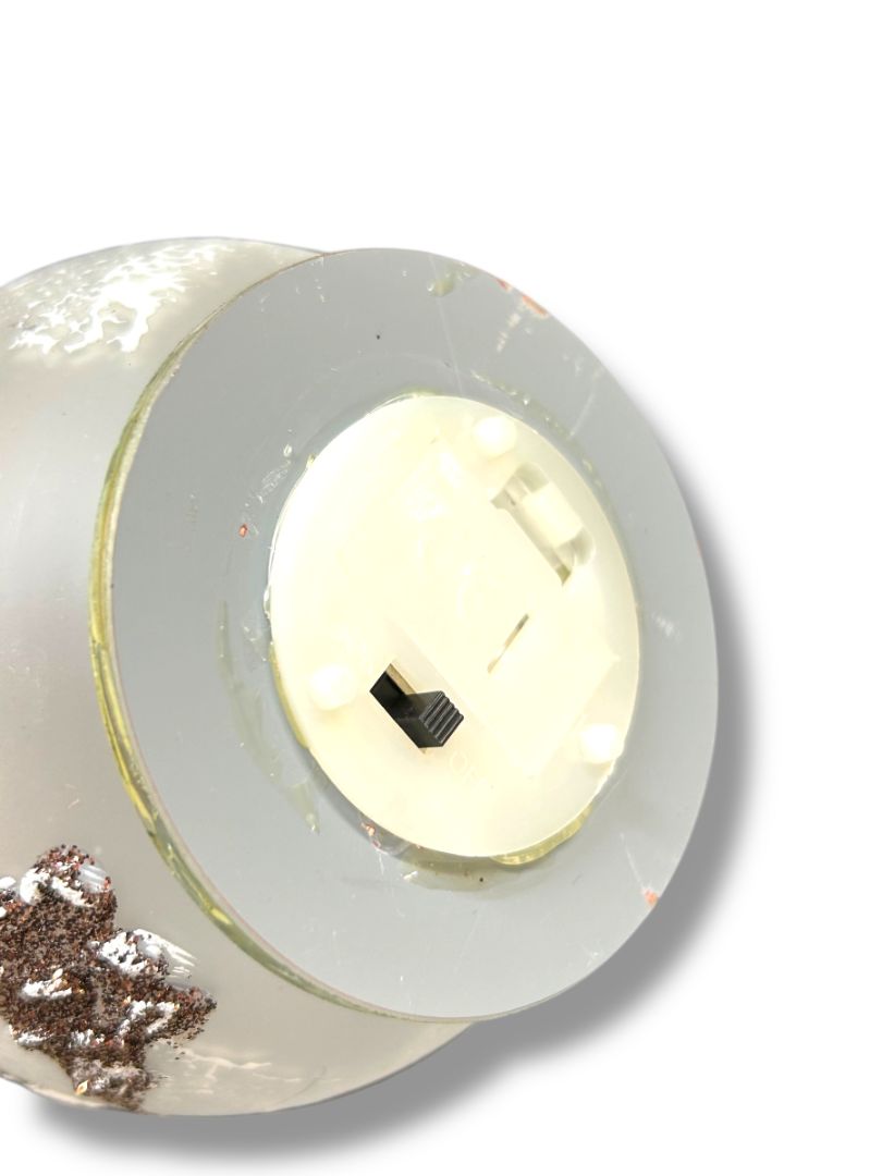 Light Up Frosted Plastic Snow Holiday Christmas Ornament 3" Diameter