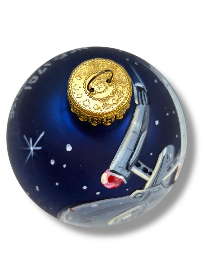 NCC-1701 USS Enterprise Holiday Painted Glass Ball Ornament 2.6"