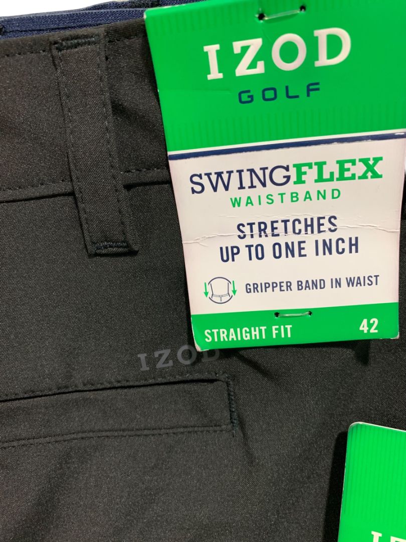 Size 42 Izod Golf SwingFlex Waistband New Mens Shorts Black Straight Fit