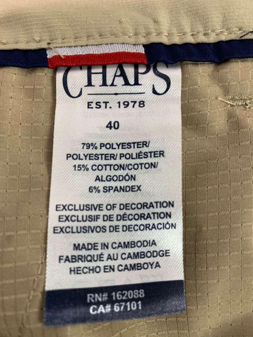 Size 40 Chaps Mens Tan Golf Shorts Quick Dry 8" Inseam