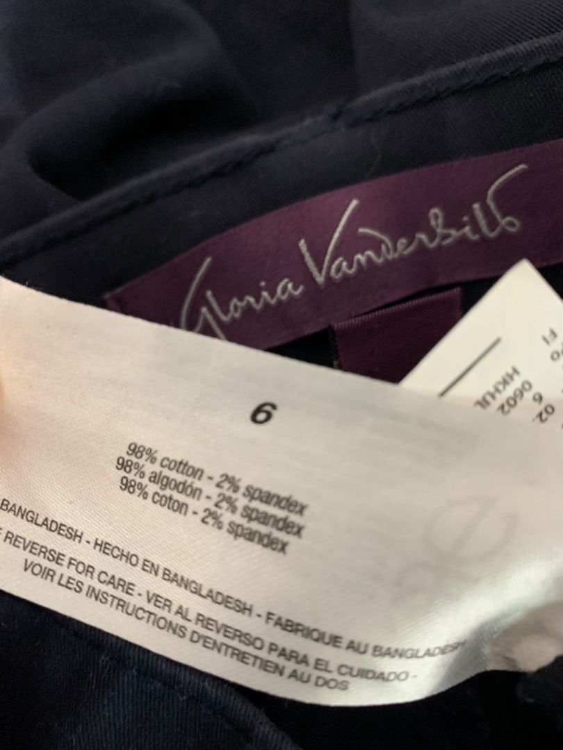 Size 6 Gloria Vanderbilt Womens Pull on Navy Blue Pants