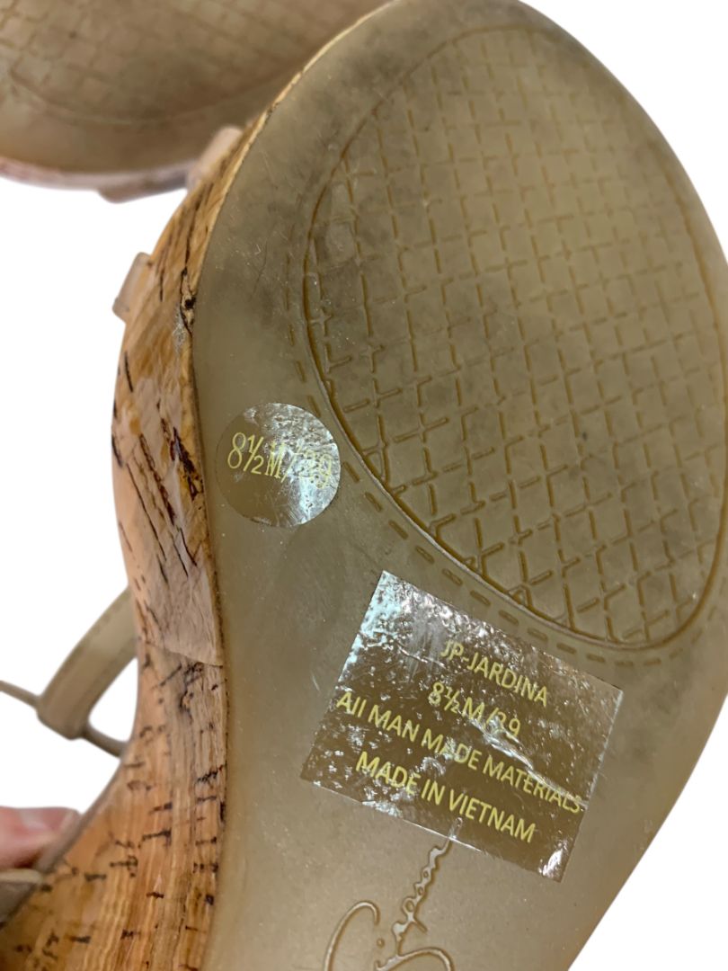 Size 8.5M Jessica Simpson Cork Wedge Platform Sandals Taupe