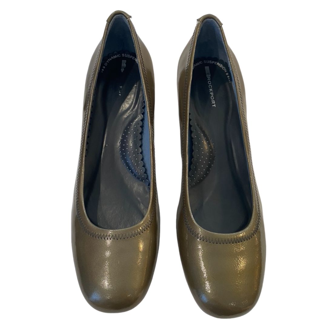 8 M Rockport Women's Green Pewter Patent Leather Pump Comfort Dynamic Suspension