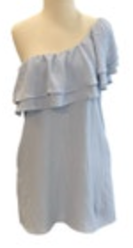 Size Medium Vestique Blue One Shoulder Ruffled Women's Dress NWT