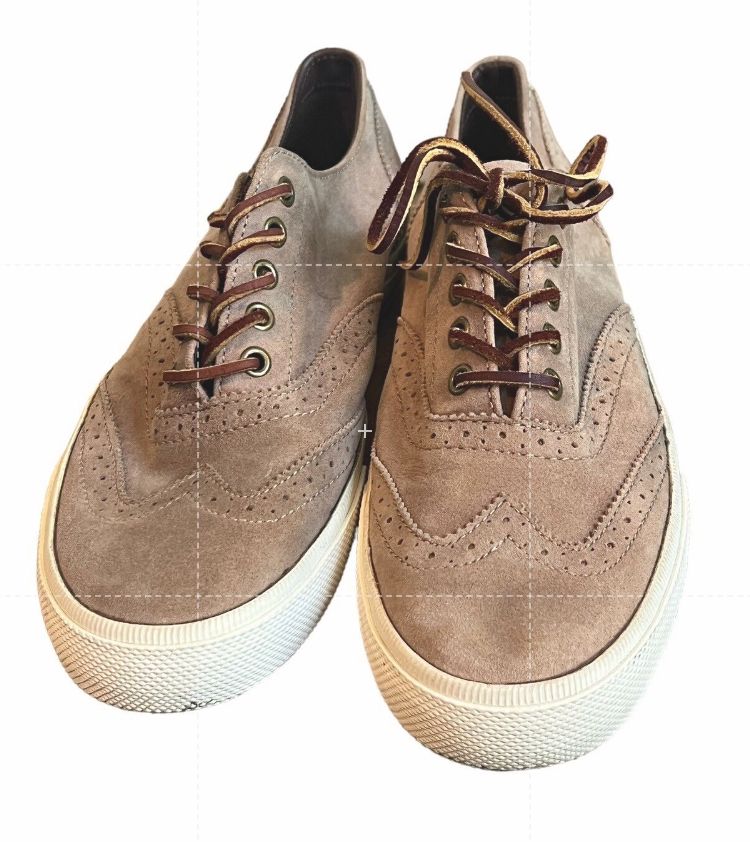 Polo Ralph Lauren Men's Tan Oiled Matte Suede Wingtip Sneaker Shoes Size 8 D