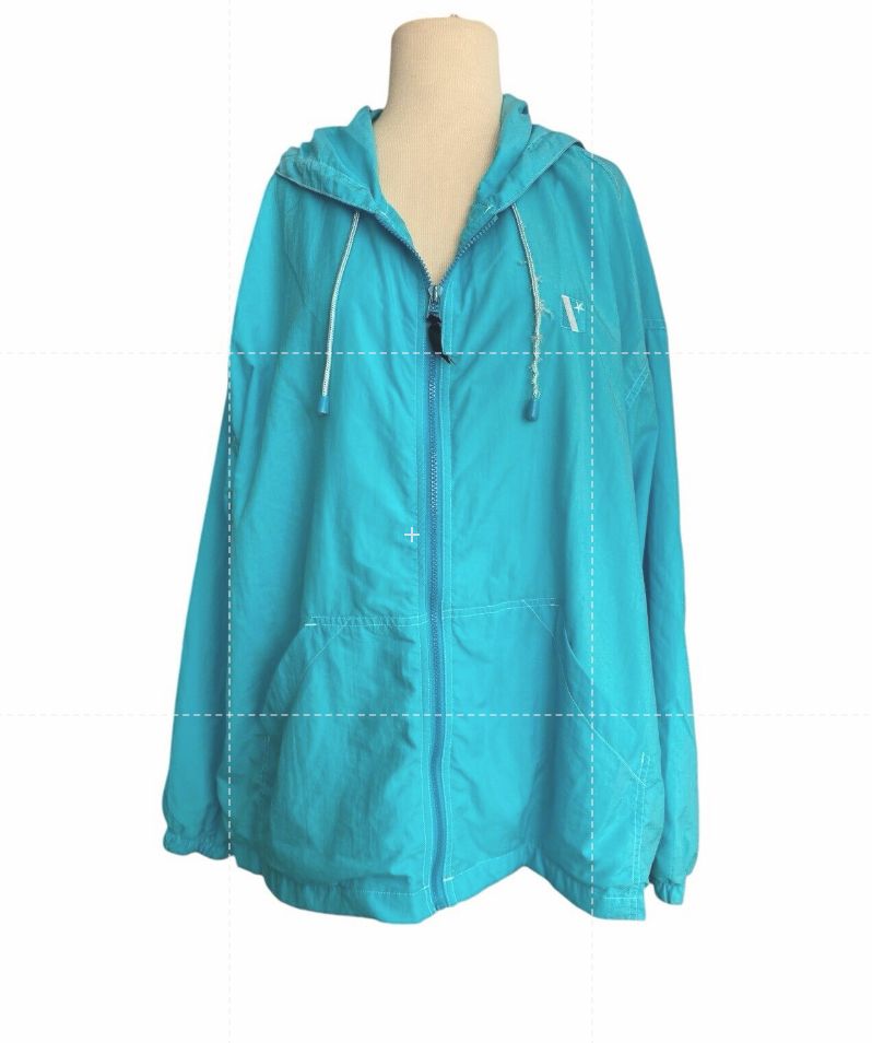 Vintage Venezia Hooded Turquoise Lined Windbreaker Jacket Plus Size 22/24