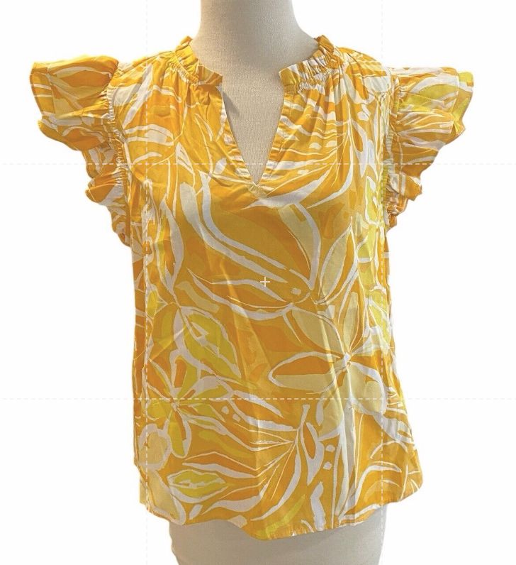 Small NWT Sugar Lips Sleeveless Floral Ruffled Shirt Top Blouse Yellow