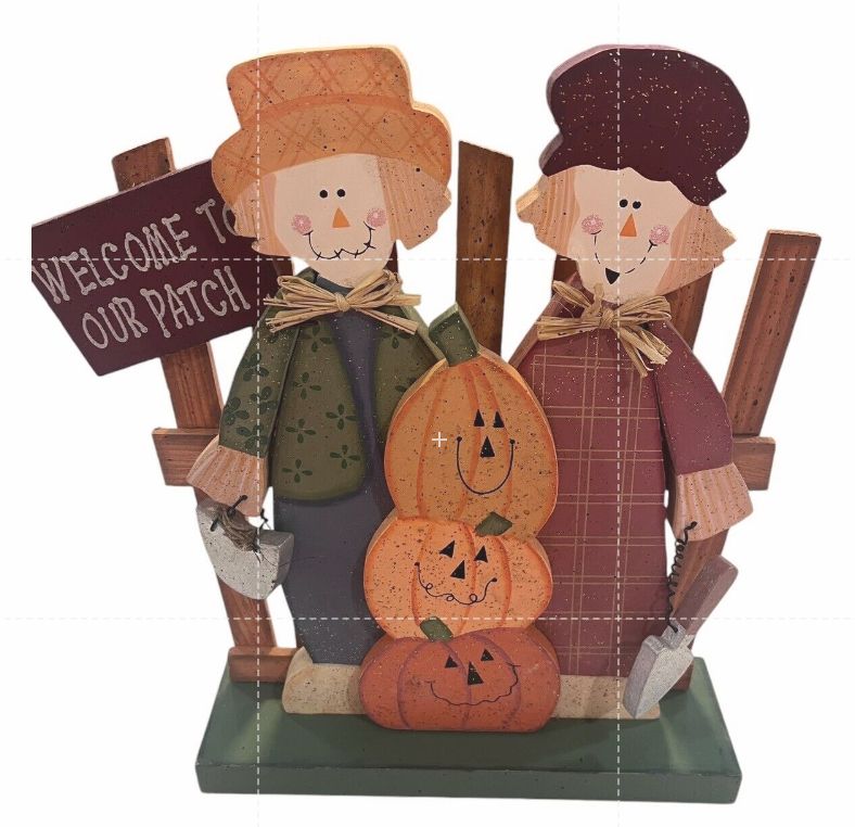 Wooden Autumn Halloween Decor Pumpkin Patch Home Fall Decoration Painted