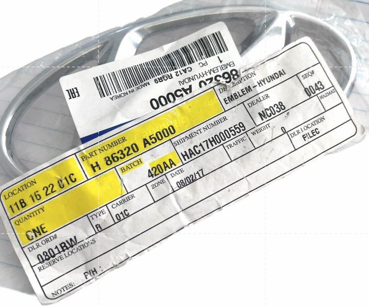 OEM Hyundai i30 2012 - 2015 Emblem Rear Badge Original 86320-A5000 NEW