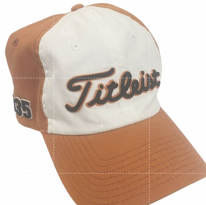 Titleist A-Flex Orange Script 1935 Adult L/XL Hat Cap White Blue Orange