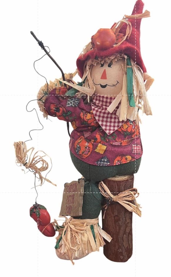 Scarecrow Table Top Decor Pumpkin Patch Pond Fishing Halloween Figure