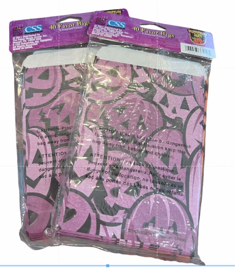 Pumpkin Halloween Candy Trick Or Treat Bags Two Sets Of 40ct NOS Multicolor