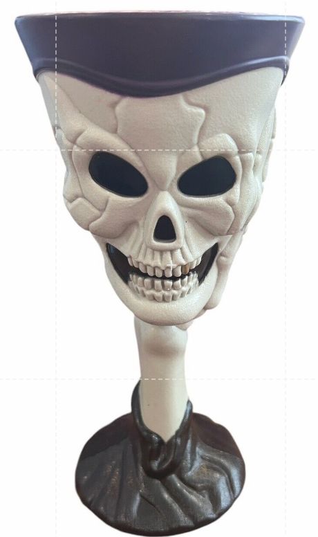 Vintage Skeleton Skull Plastic Wine Goblet Halloween Bones Cup Glass Glasses