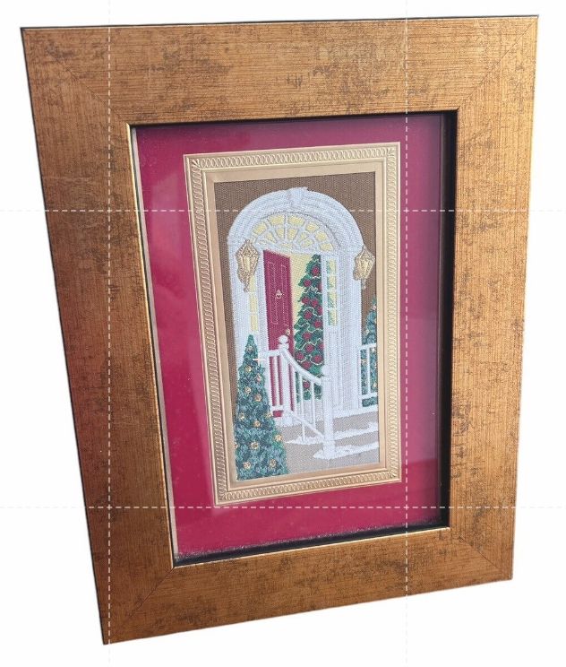 Textile Art Fiber Woven Picture Christmas Staircase Traditional Classic Holiday