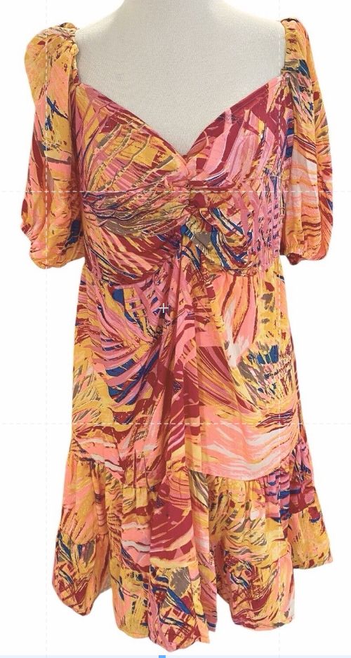 Size 12 Tropical Smocked Sweetheart Neck Hawaiian Dress Womens NWT