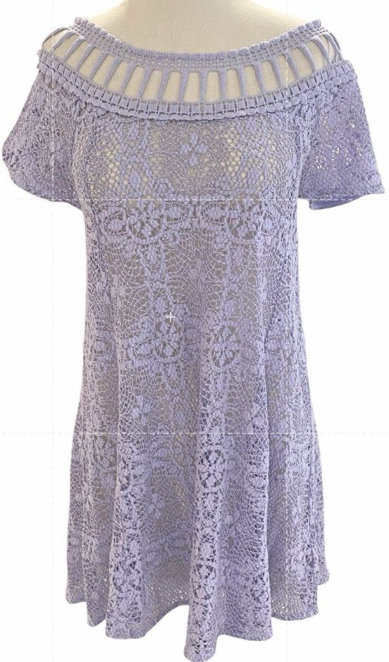 Size Small Free People Holy Mountain Lilac Open Knit Crochet Dress Lined